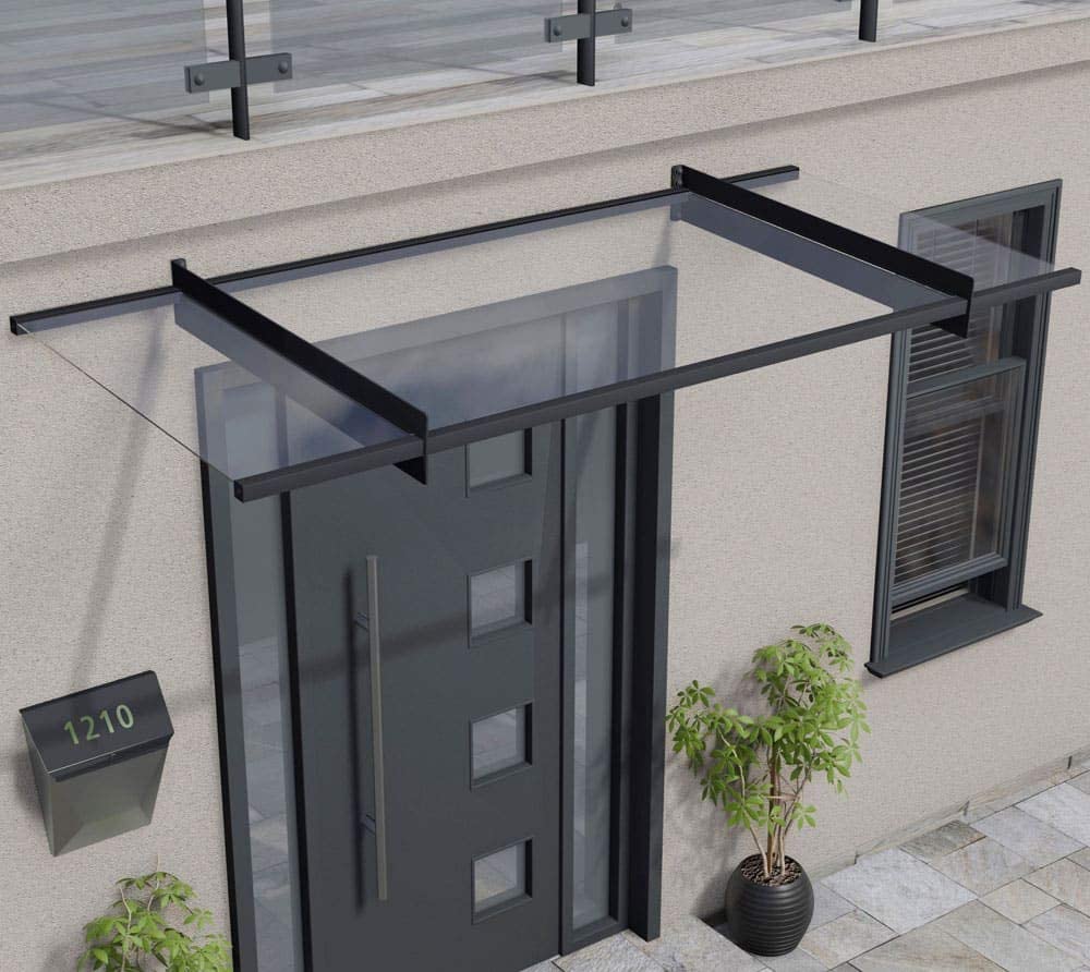 Nancy 2.1m x 0.9m Door Canopy - Grey Frame & Clear Acryl