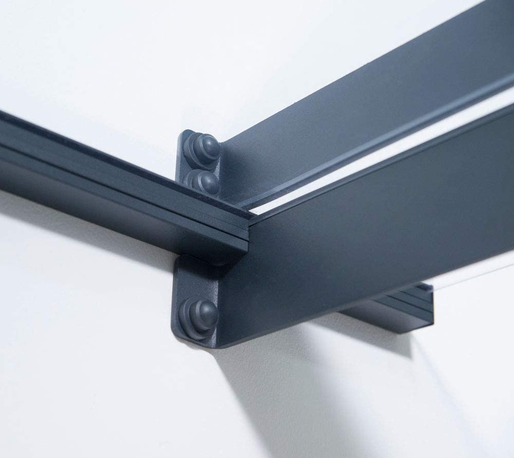 Nancy 2.1m x 0.9m Door Canopy - Grey Frame & Clear Acryl