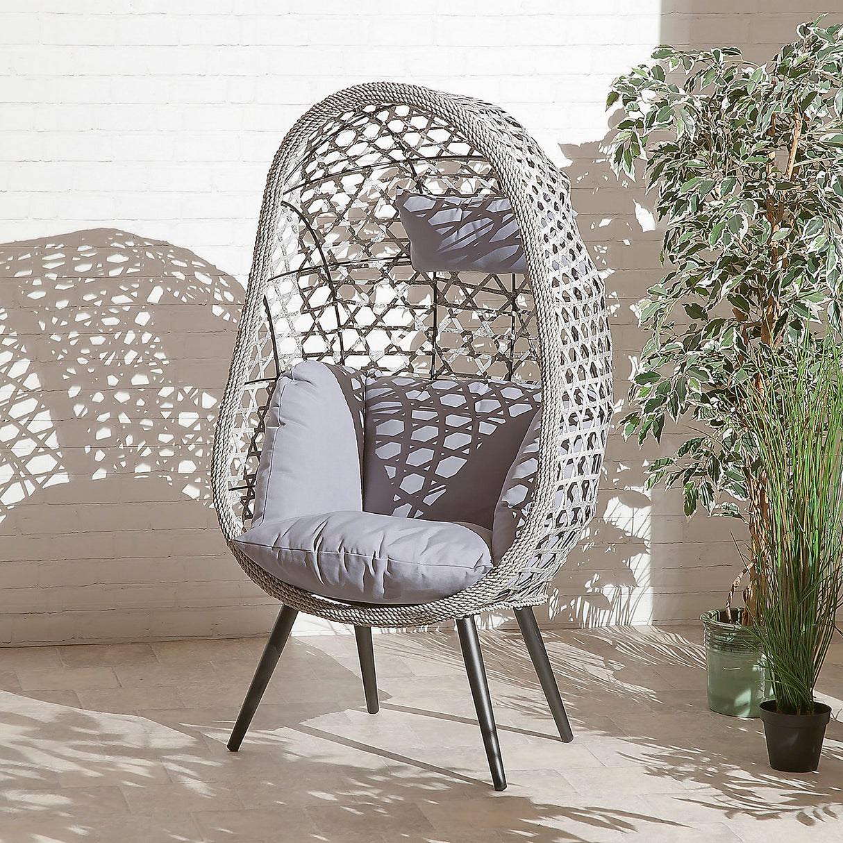 Naples Free Standing Egg Cocoon Chair in Grey