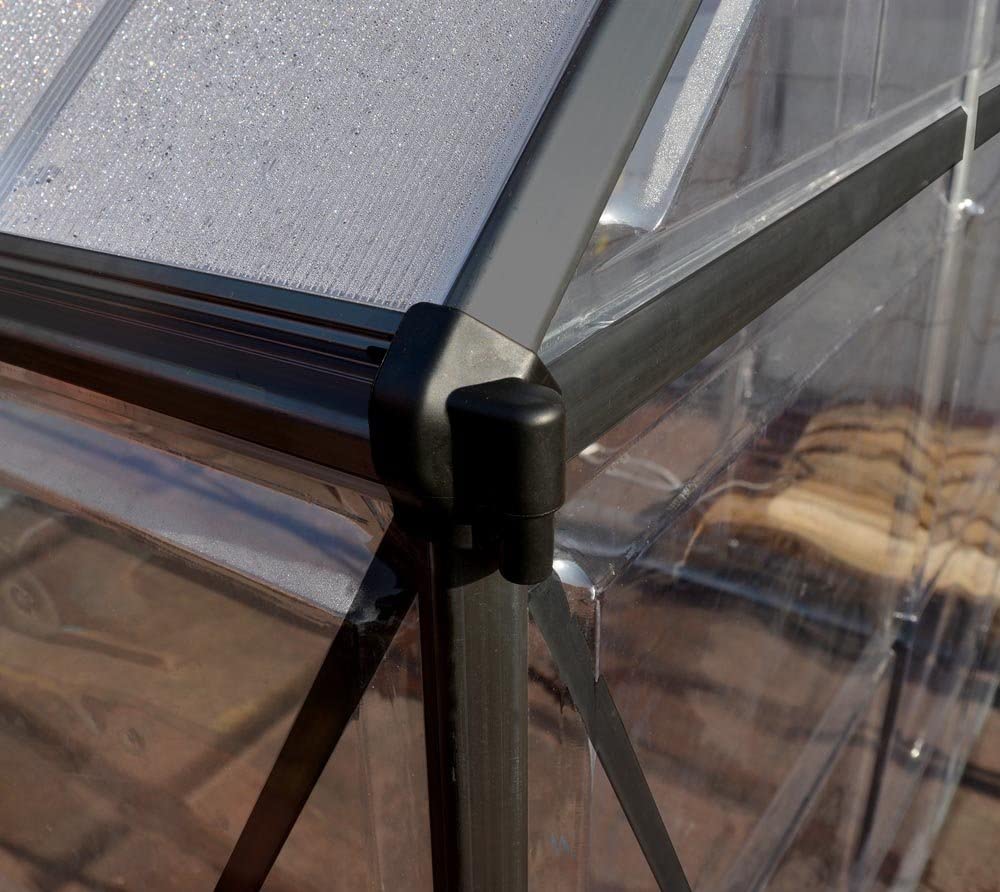Hybrid 6' x 6' Greenhouse - Grey Frame & Hybrid Polycarbonate Panels