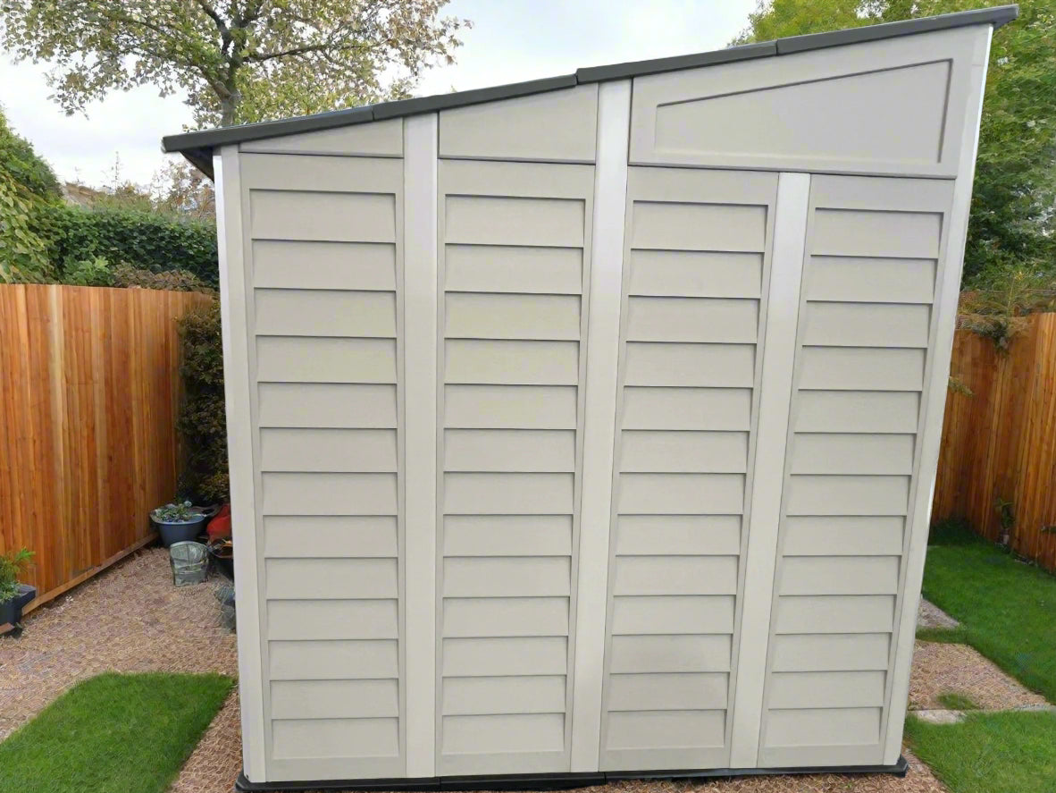 Plastic Garden Pent Shed Heavy Duty 10 Year Warranty Windproof !! Grey 7x5.4