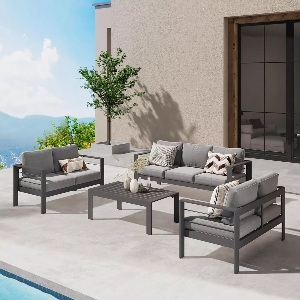 Wisteria Lane 7 Seat Aluminium Lounge Sofa Set