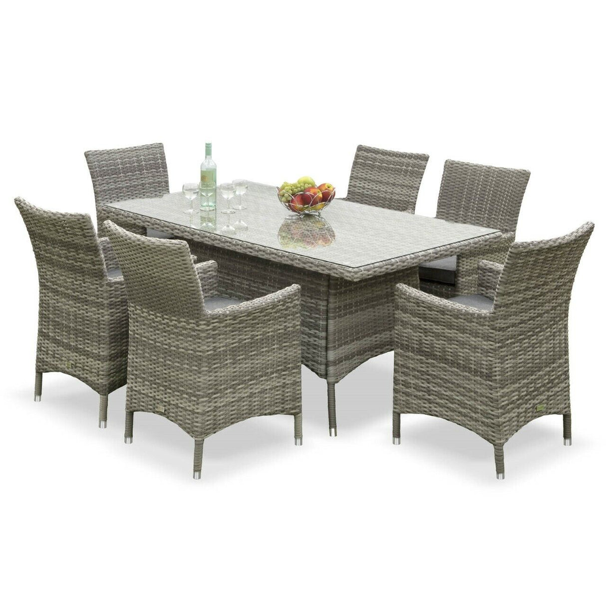Sarasota 6 Seat Rectangular Dining Set in Grey
