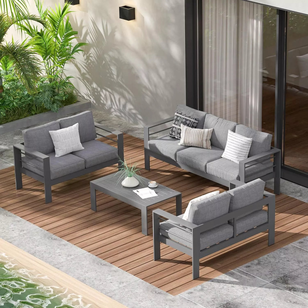 Wisteria Lane 7 Seat Aluminium Lounge Sofa Set