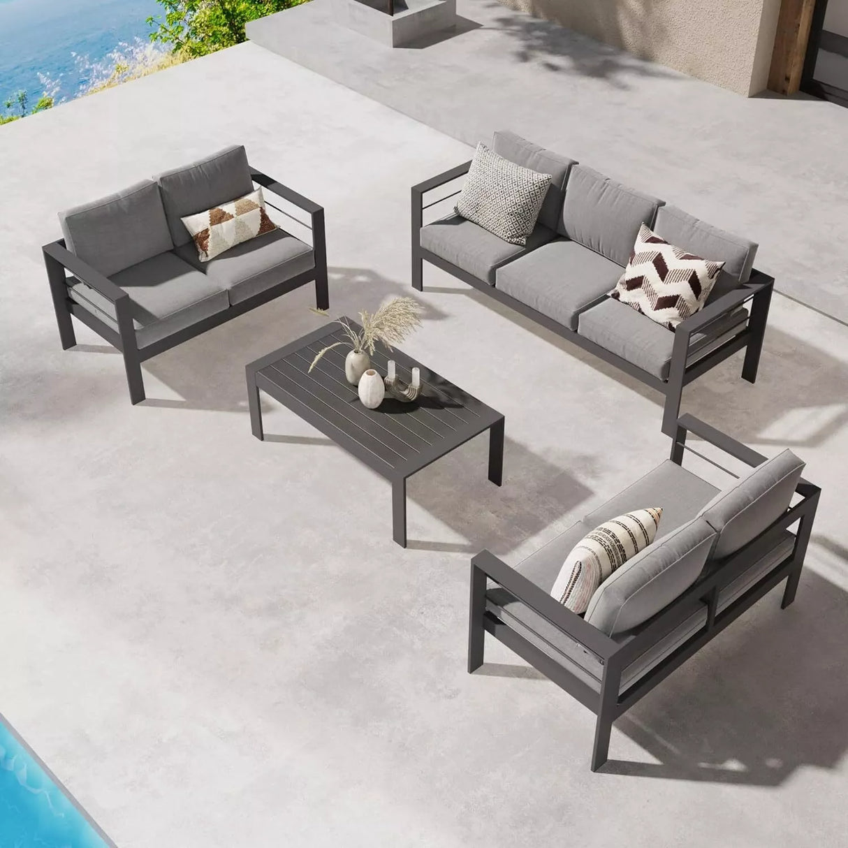 Wisteria Lane 7 Seat Aluminium Lounge Sofa Set