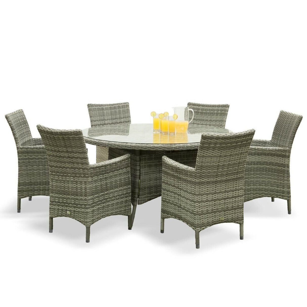 Sarasota 6 Seat Round Dining Set in Grey