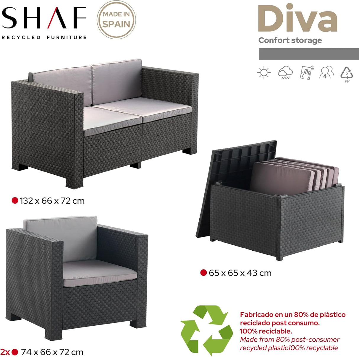 Shaf Diva Comfort Garden Furniture Patio Lounge Set