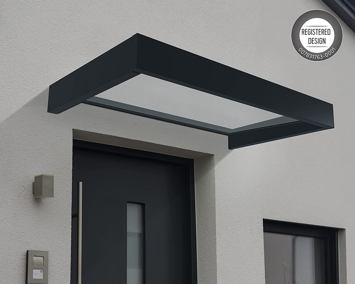 Sophia 1.5m x 0.9m Door Canopy - Grey Frame & Clear Acryl