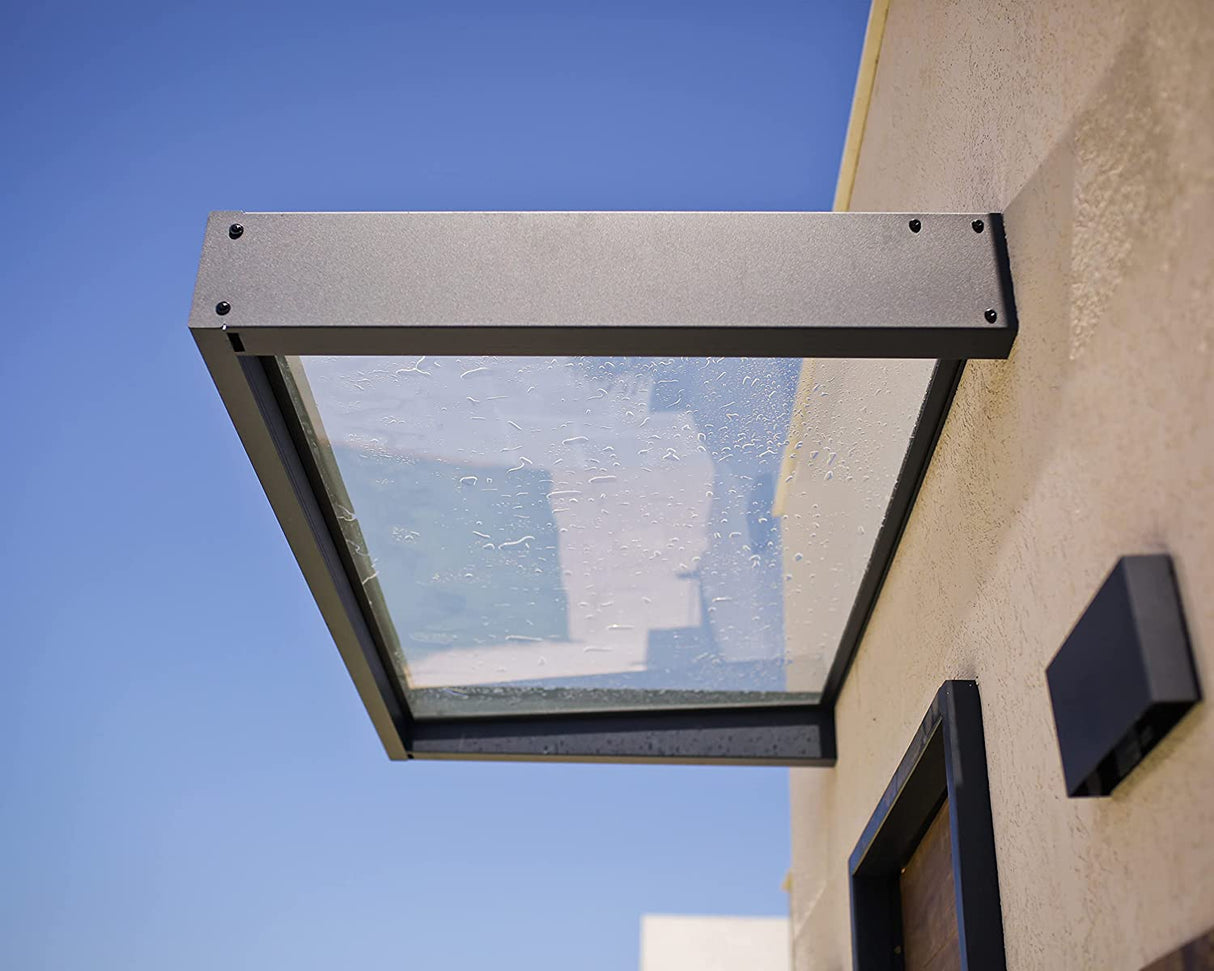 Sophia 2m x 0.9m Door Canopy - Grey Frame & Clear Acryl