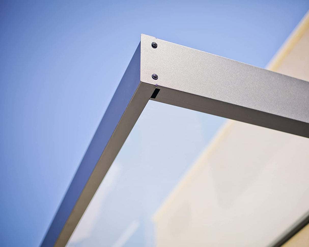 Sophia 2m x 0.9m Door Canopy - Grey Frame & Clear Acryl