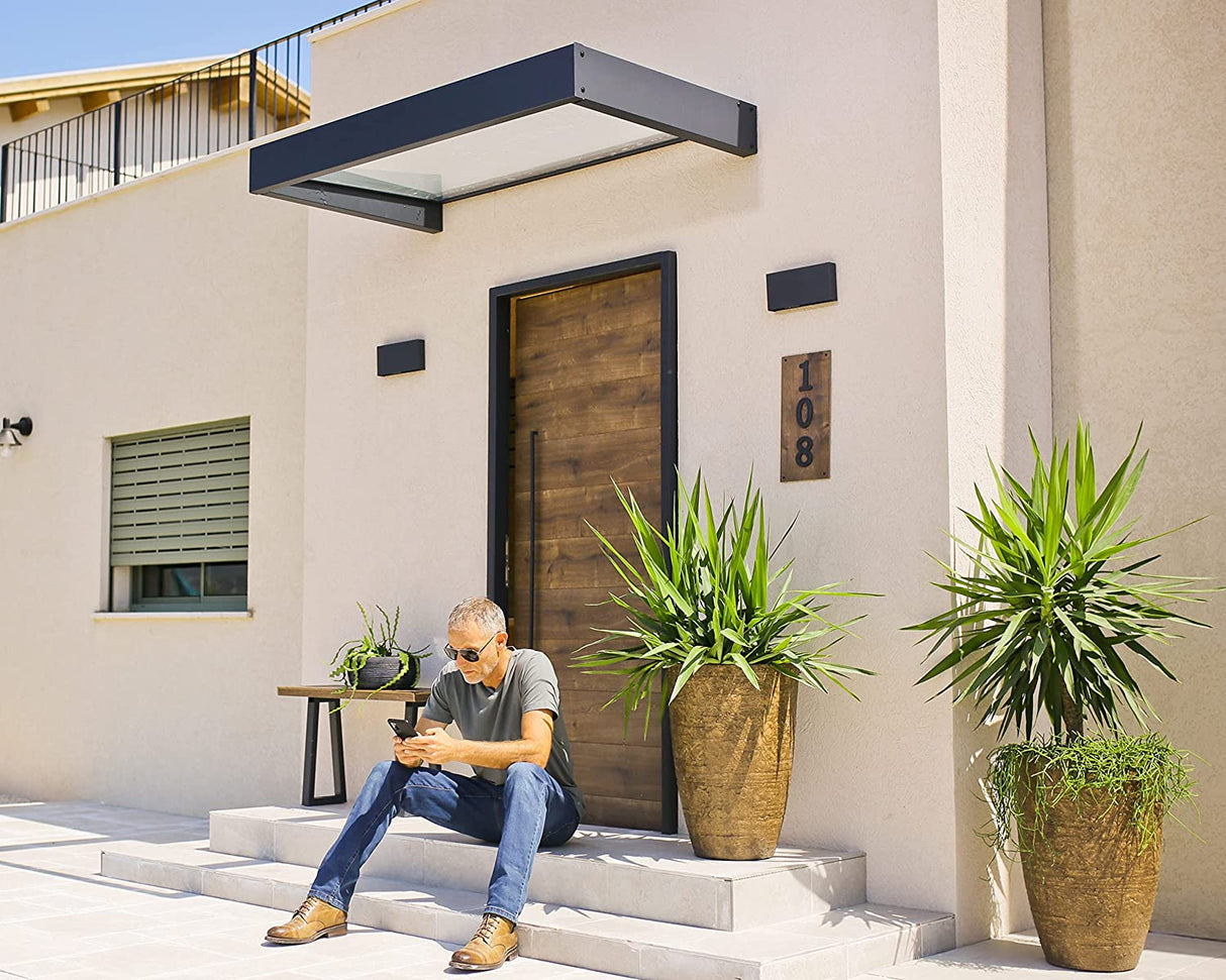 Sophia 1.5m x 0.9m Door Canopy - Grey Frame & Clear Acryl