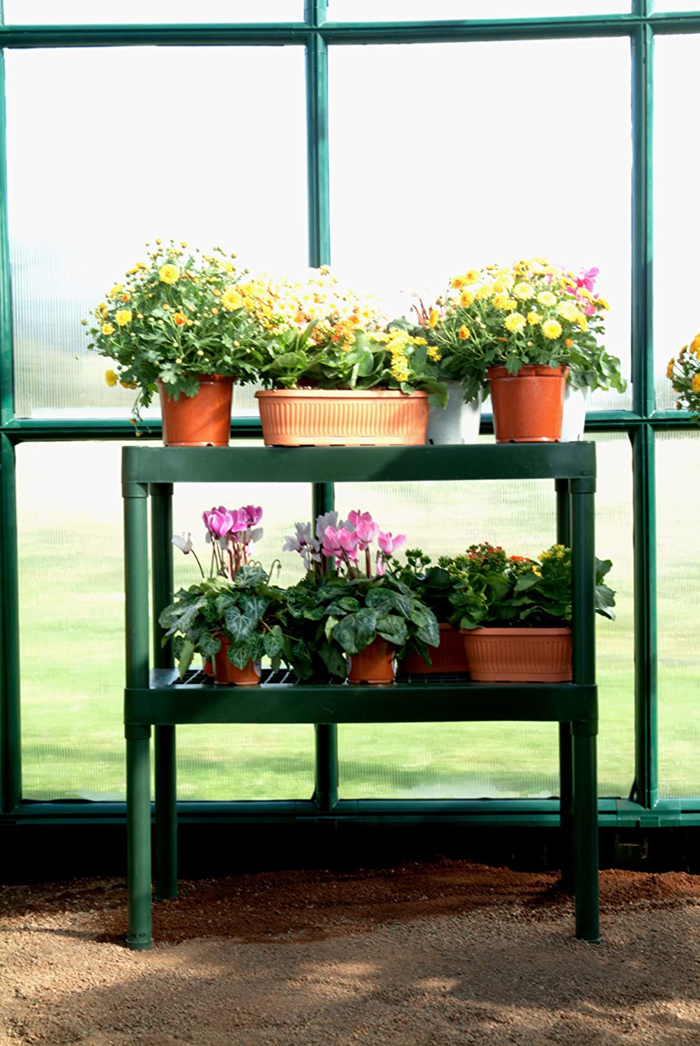 2 Tier Green Staging Bench