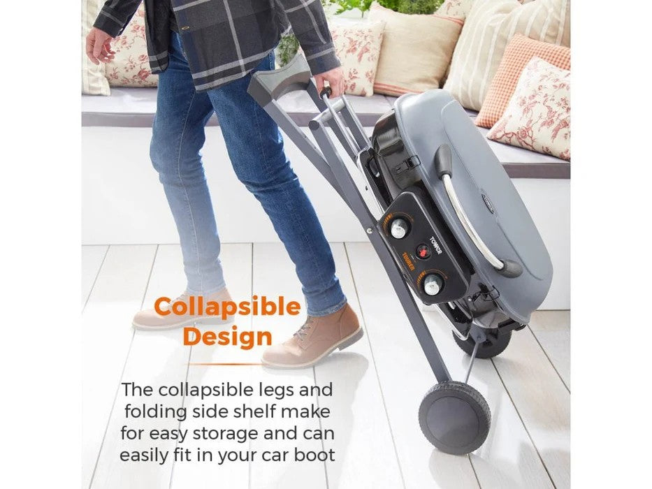 Tower Tourer Barbecue Portable Gas Grill - 2 Burner, Foldable with Wheels