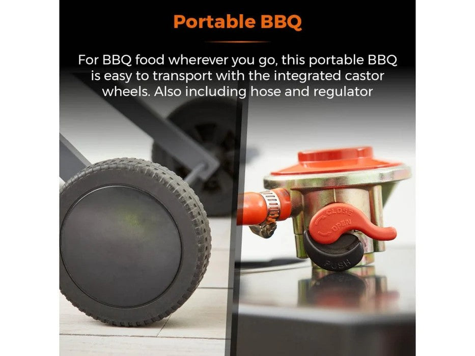 Tower Tourer Barbecue Portable Gas Grill - 2 Burner, Foldable with Wheels