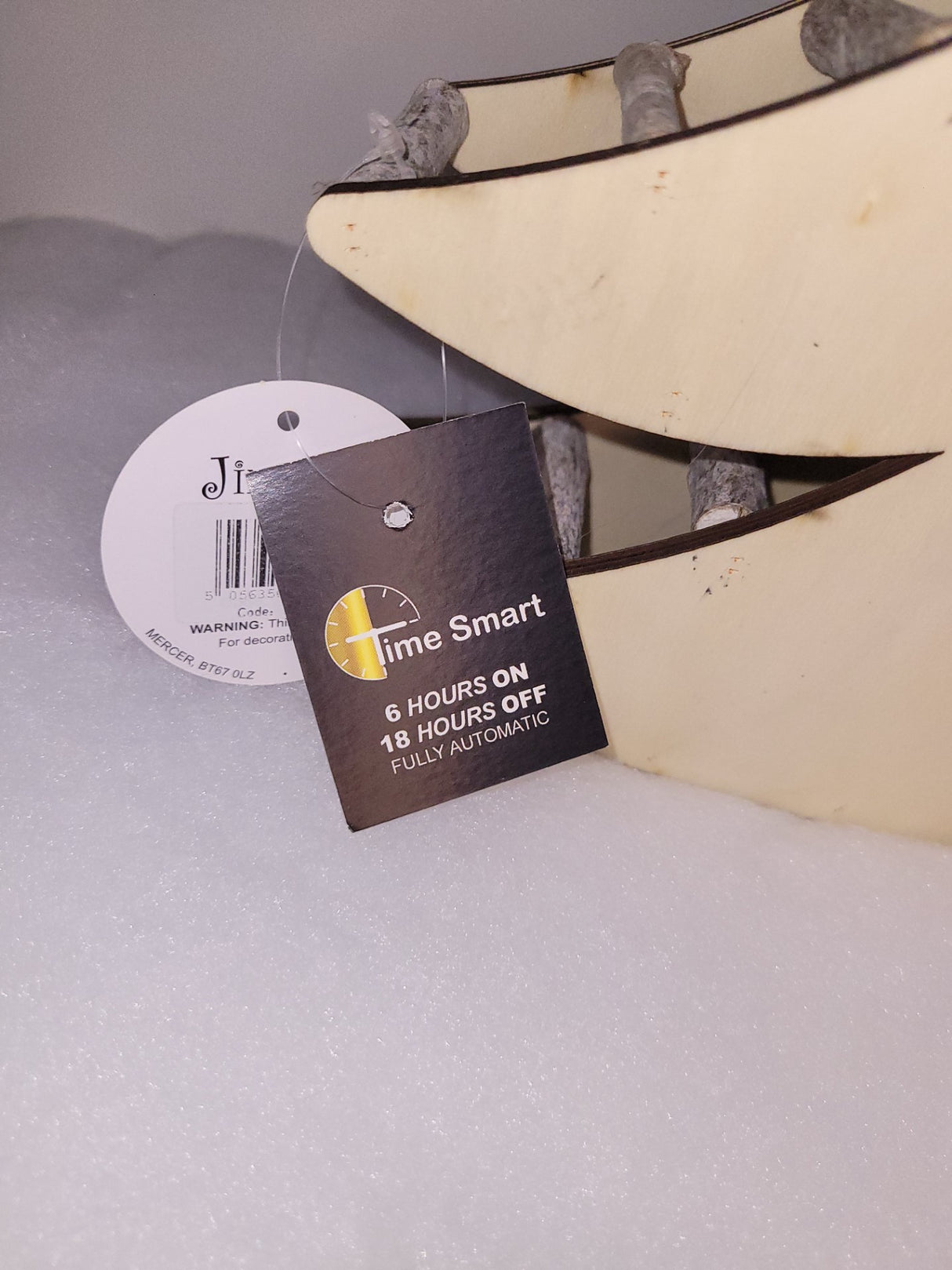 Wood Effect Christmas Tree 38cm with Deer Scene and Warm White LEDs