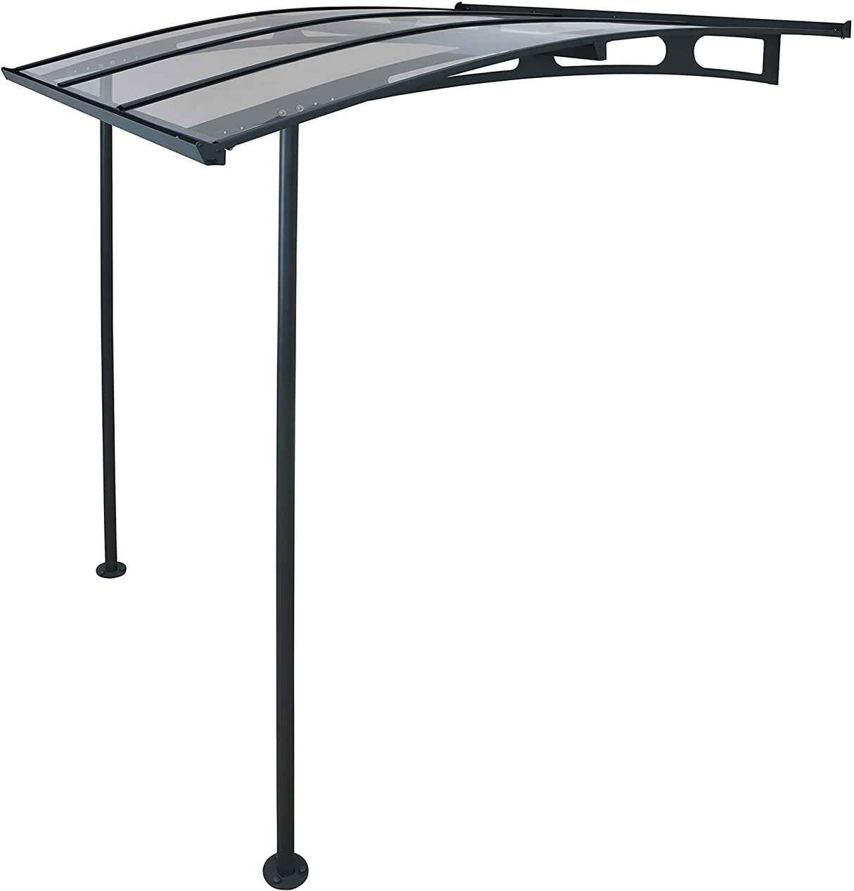 Vega 2m x 2m Door Canopy with Two Posts - Grey Frame & Clear Acryl