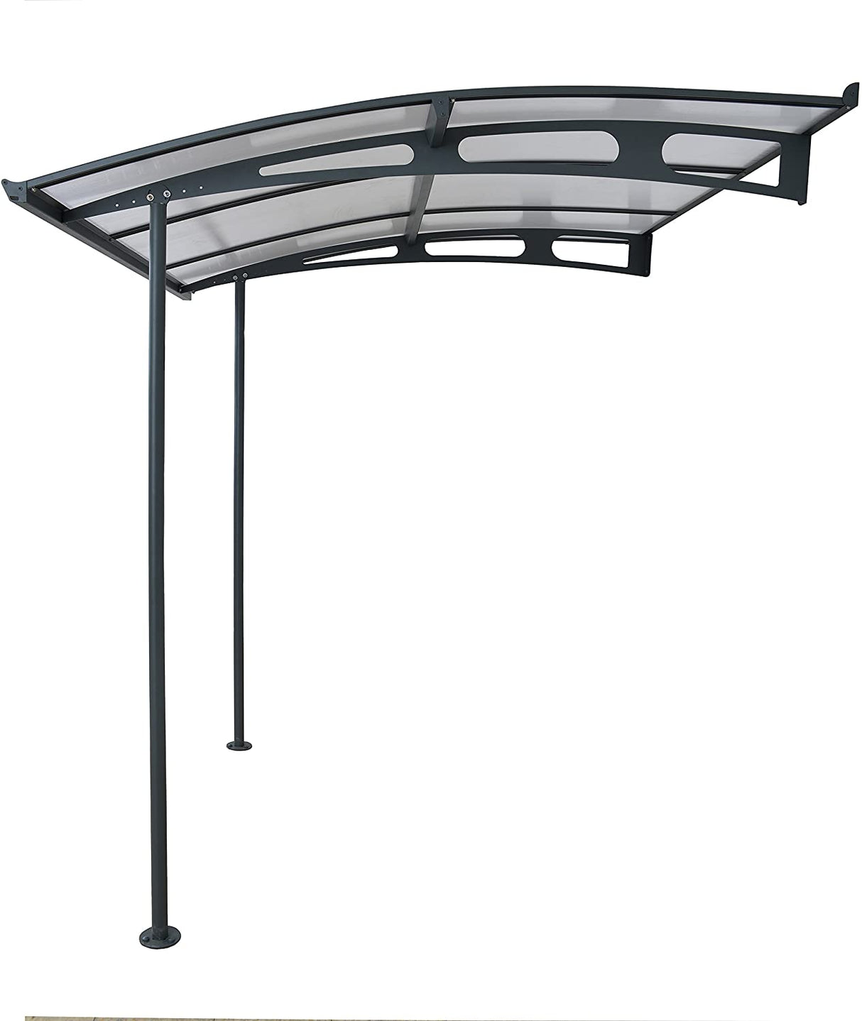 Vega 2m x 2m Door Canopy with Two Posts - Grey Frame & Clear Acryl
