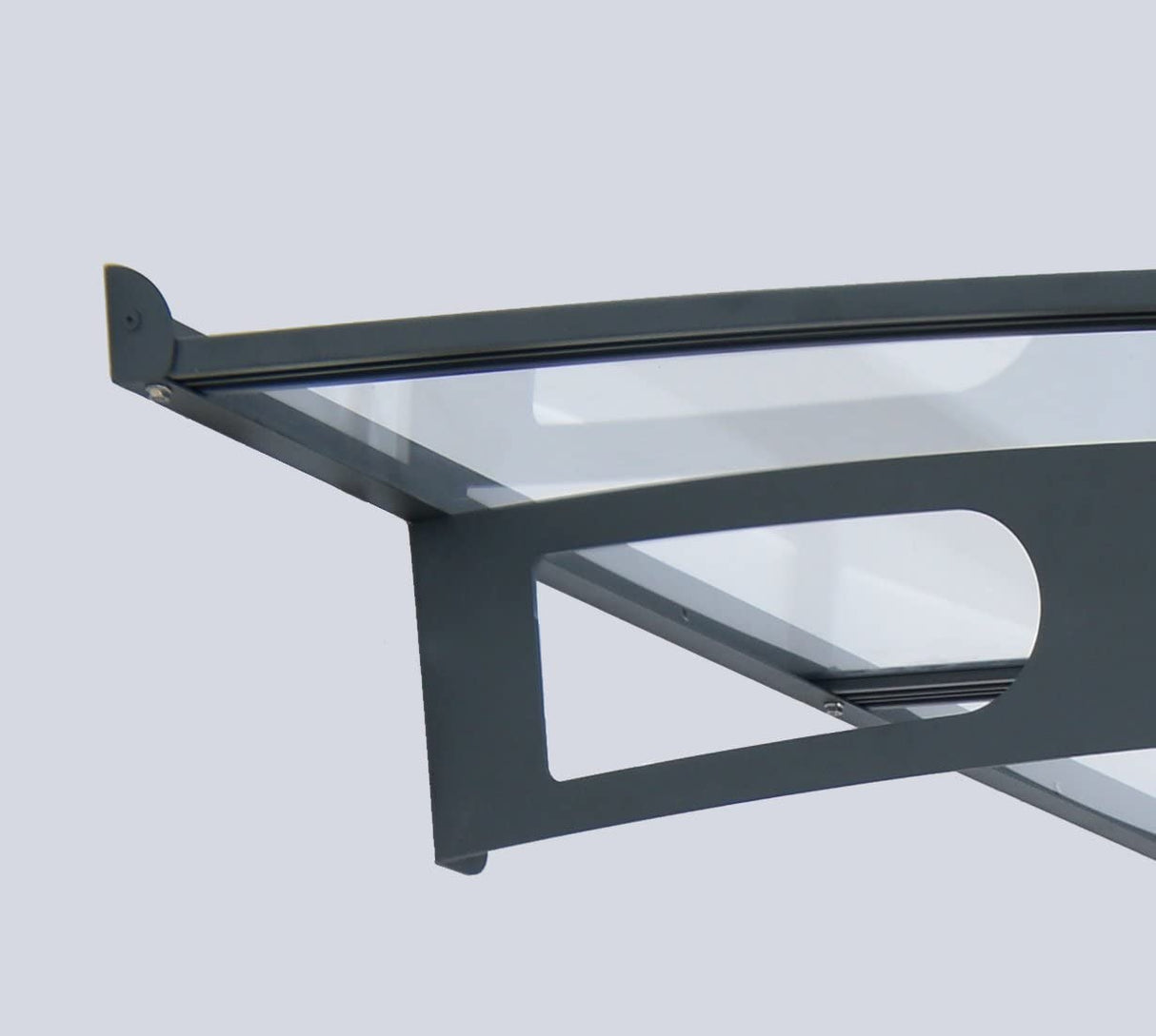 Vega 2m x 2m Door Canopy with Two Posts - Grey Frame & Clear Acryl