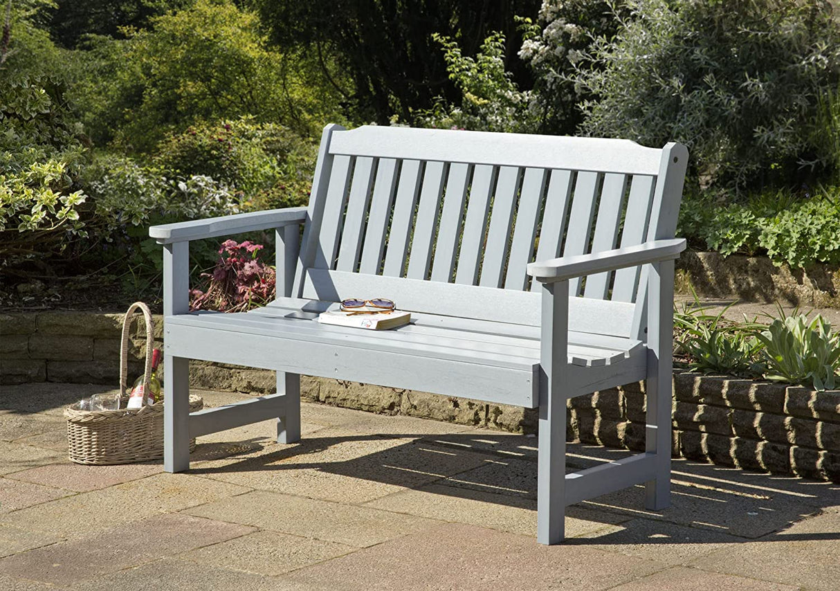 Wonder-Wood Garden Bench - 2 Seat Bench - Blue/Grey