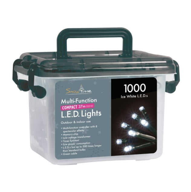 1000 LED Compact String Lights with Timer - Ice White