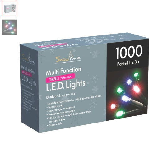 1000 LED Compact String Lights - Pastel