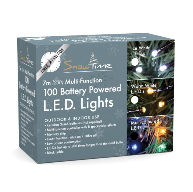 100 LED Chasing Lights Battery Operated - Multicoloured