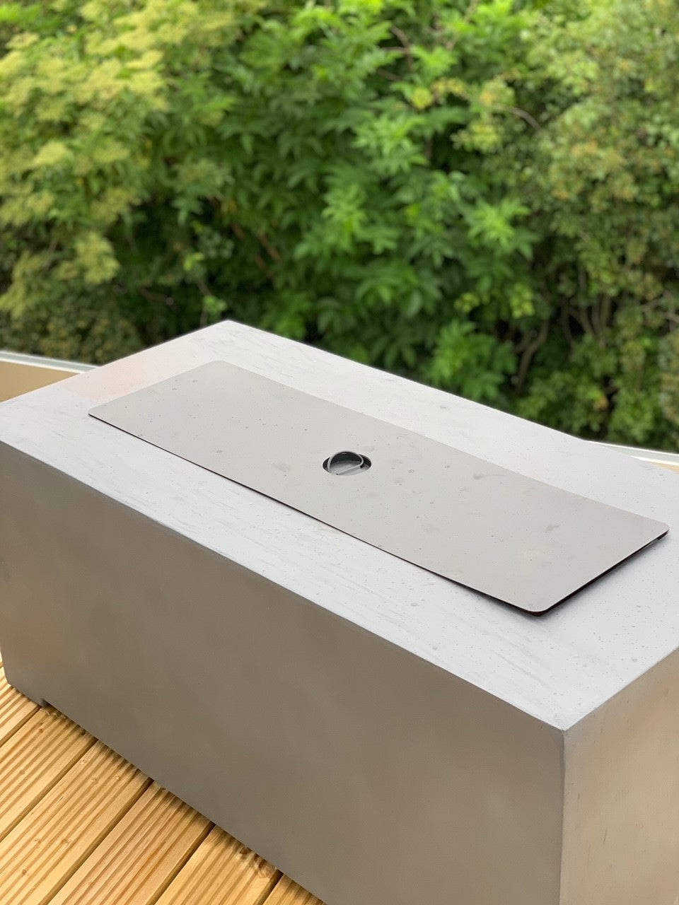 106cm Rectangular Modern Fire Pit Table Concrete with Cover