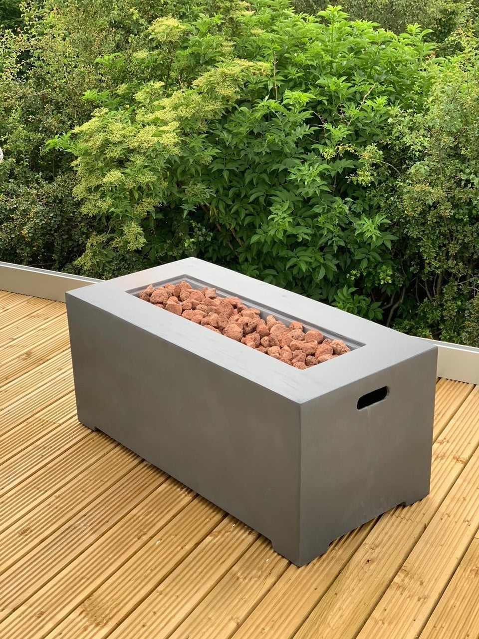 106cm Rectangular Modern Fire Pit Table Concrete with Cover