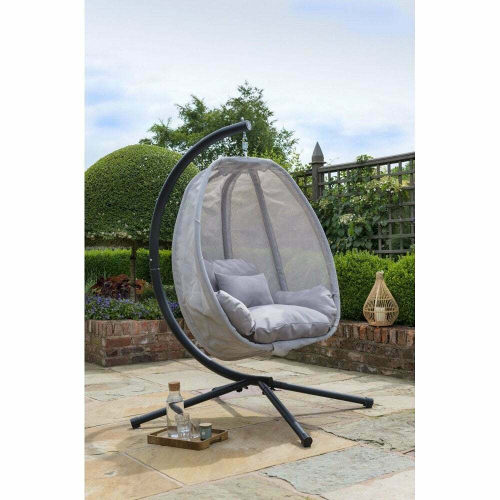 Grey Cocoon Hanging Egg Chair Swing - Textilene - DAMAGED BOX