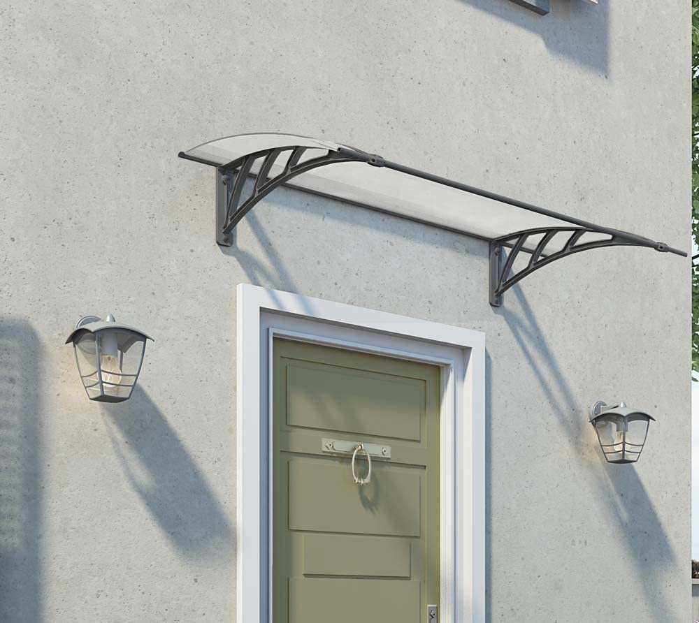 Neo 1.4m x 0.75m Door Canopy - Grey Frame & Twinwall Polycarbonate