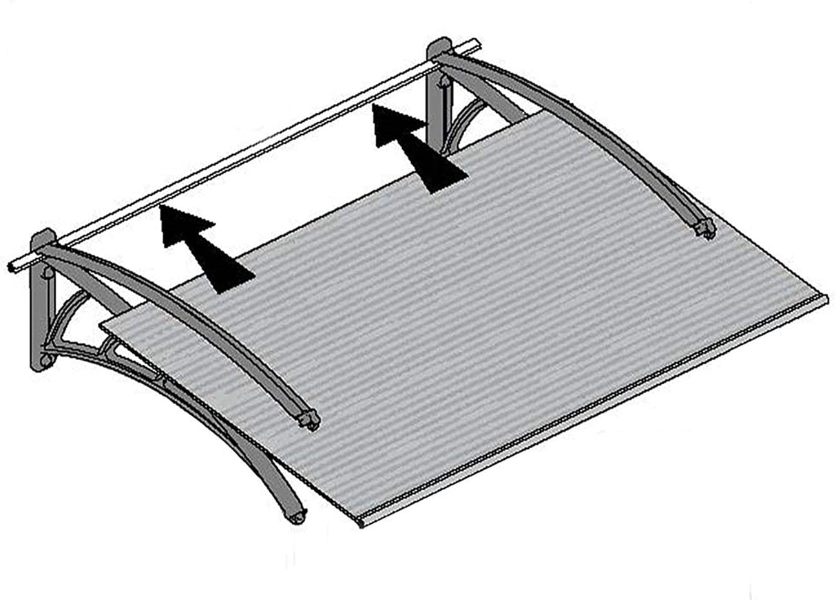 Neo 1.4m x 0.75m Door Canopy - Grey Frame & Twinwall Polycarbonate