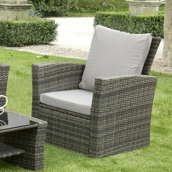 GSD Rattan 4 Piece Lounge Set - Grey with Grey Cushions