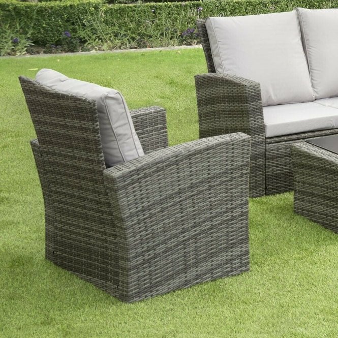 GSD Rattan 4 Piece Lounge Set - Grey with Grey Cushions