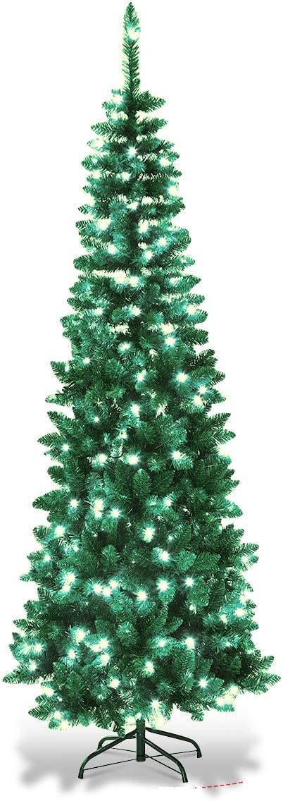 Pre-Lit Pencil Pine Christmas Tree 5ft/150cm - Ice White LEDs