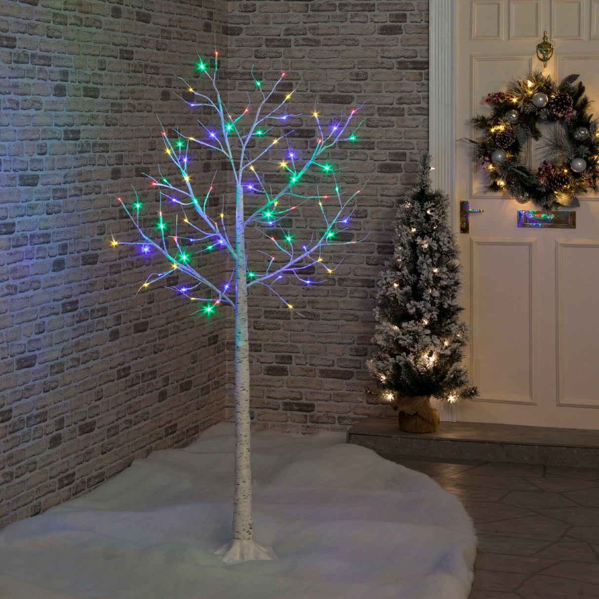2.4m Birch Tree with 136 Multi-Coloured LEDs