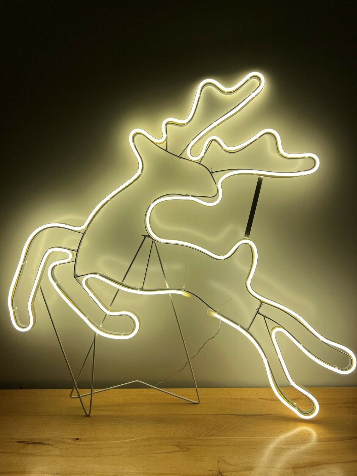 Large Prancing Reindeer LED Rope Light Silhouette