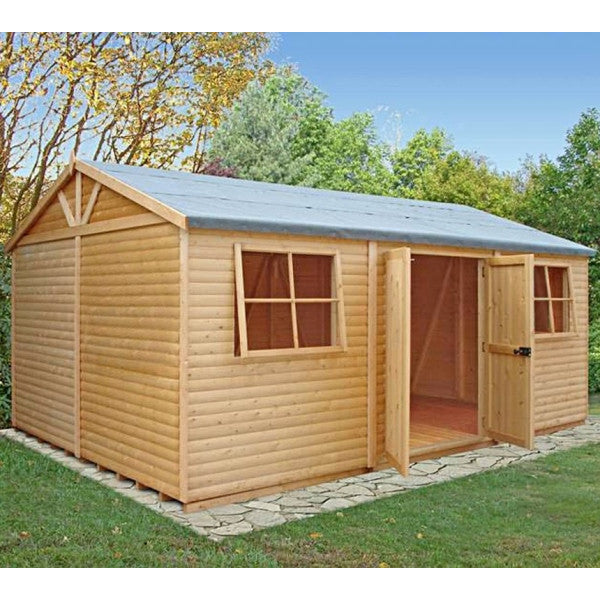 Shire Mammoth Loglap Double Door Shed - 12x18