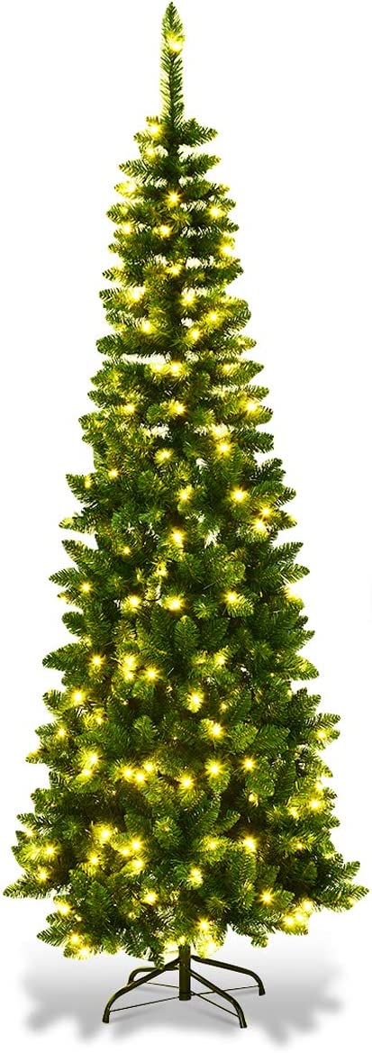 Pre-Lit Pencil Pine Christmas Tree 4ft/120cm - Warm White LEDs