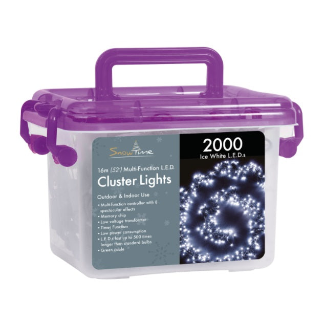 2000 LED String/Fairy Cluster Lights - Ice White