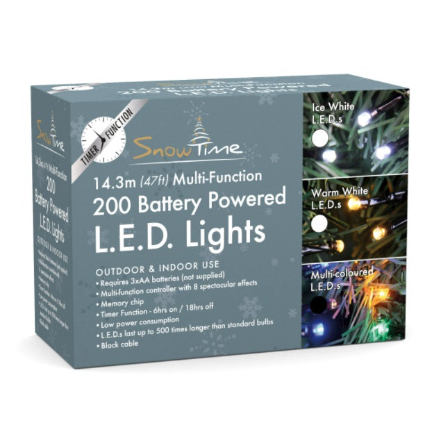 200 Multi LED Chasing Lights Battery Operated Outdoor