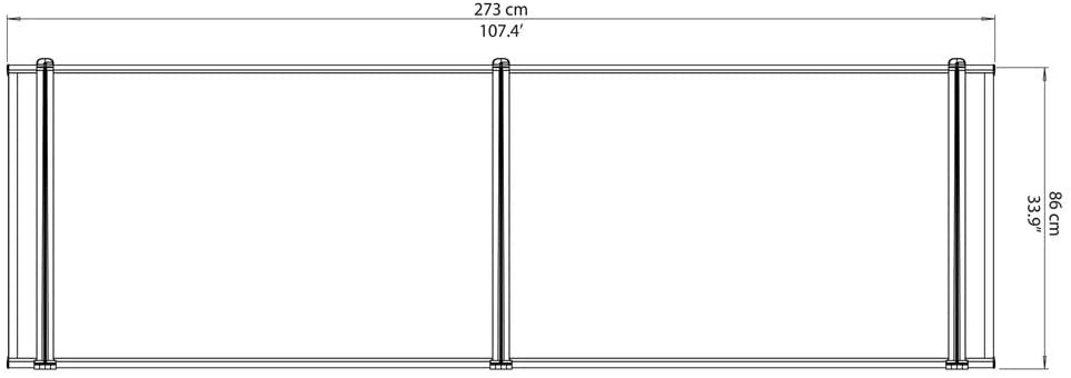 Neo 2.7m x 0.9m Door Canopy - Grey Frame & Twinwall Polycarbonate