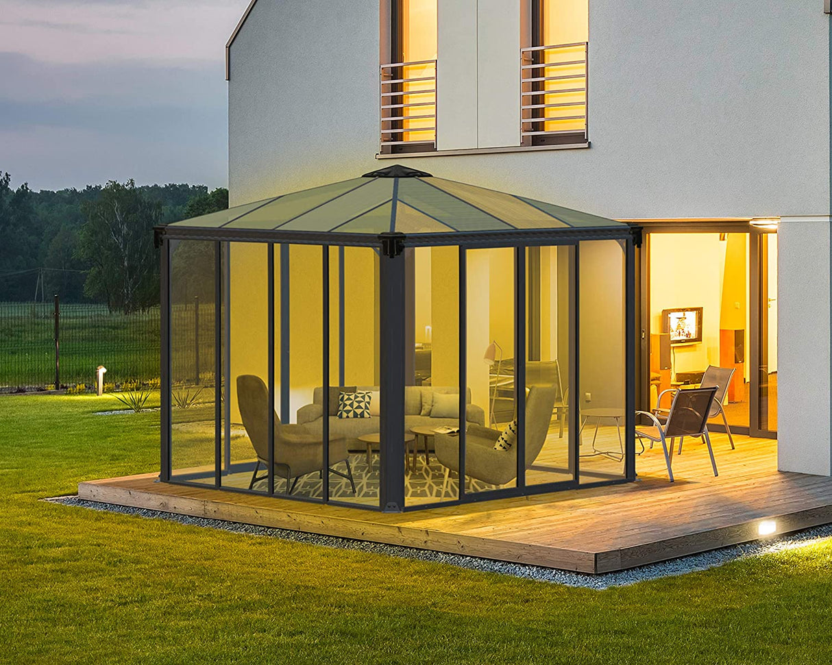 Ledro 3m x 3m Enclosed Gazebo Kit - Grey Structure & Hybrid Panels