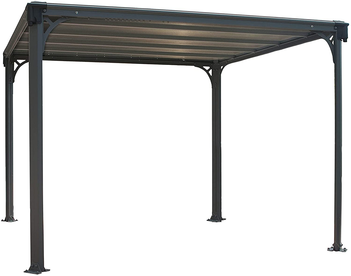 Milano 3m x 3m Garden Gazebo in Grey Aluminium with Polycarbonate Roof