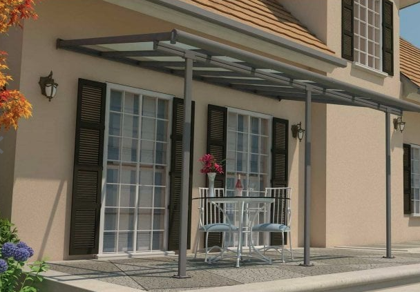 Sierra Patio Cover 2.2m x 6.7m - Grey Frame & Clear Polycarbonate