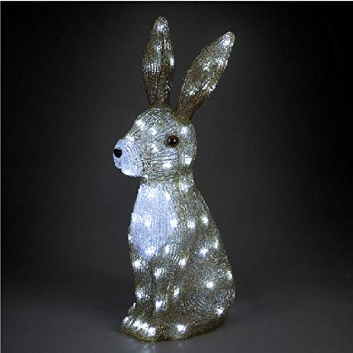 54cm Acrylic Christmas Hare with 80 Ice White LEDs