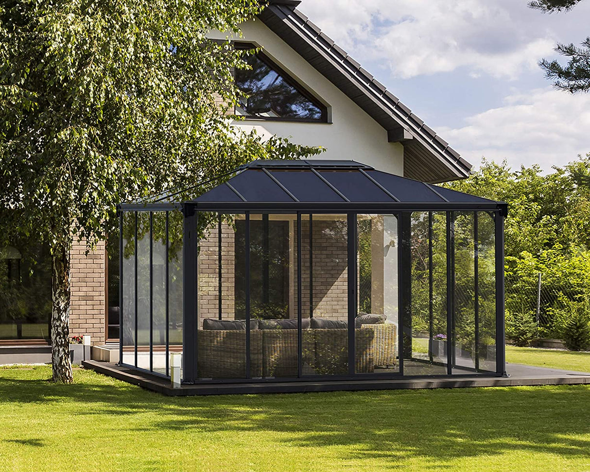 Ledro 3m x 4.3m Enclosed Gazebo Kit - Grey Structure & Hybrid Panels
