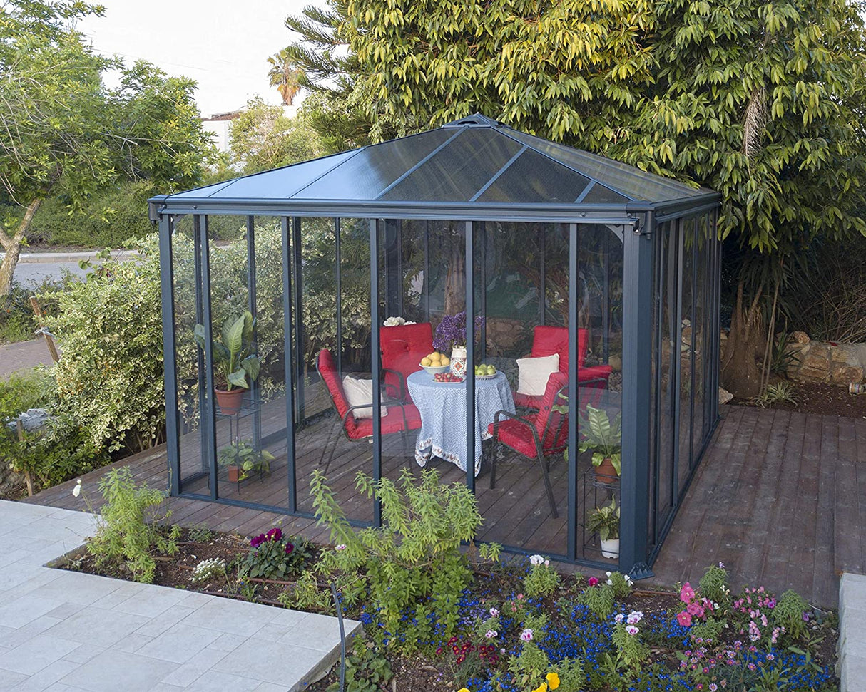 Ledro 3.6m x 3.6m Enclosed Gazebo Kit - Grey Structure & Hybrid Panels