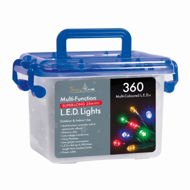 360 LED String/Fairy Christmas Tree Lights - Multi-Coloured