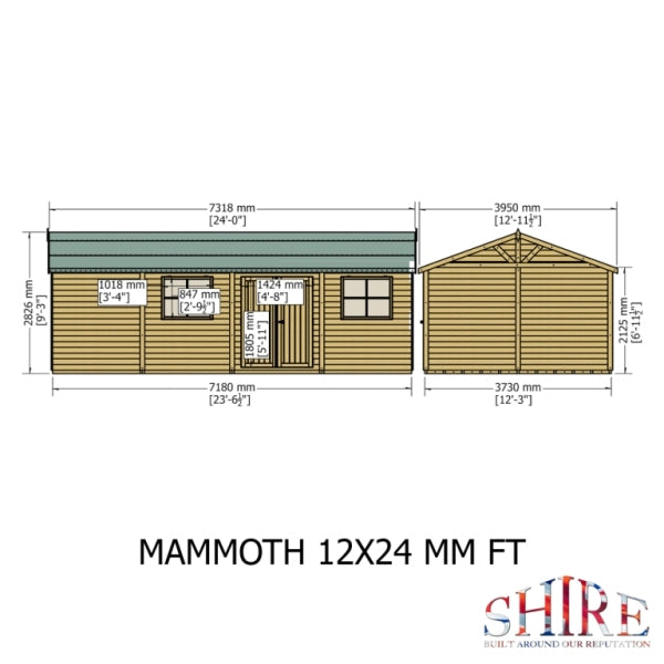 Shire Mammoth Loglap Double Door Shed - 12x24