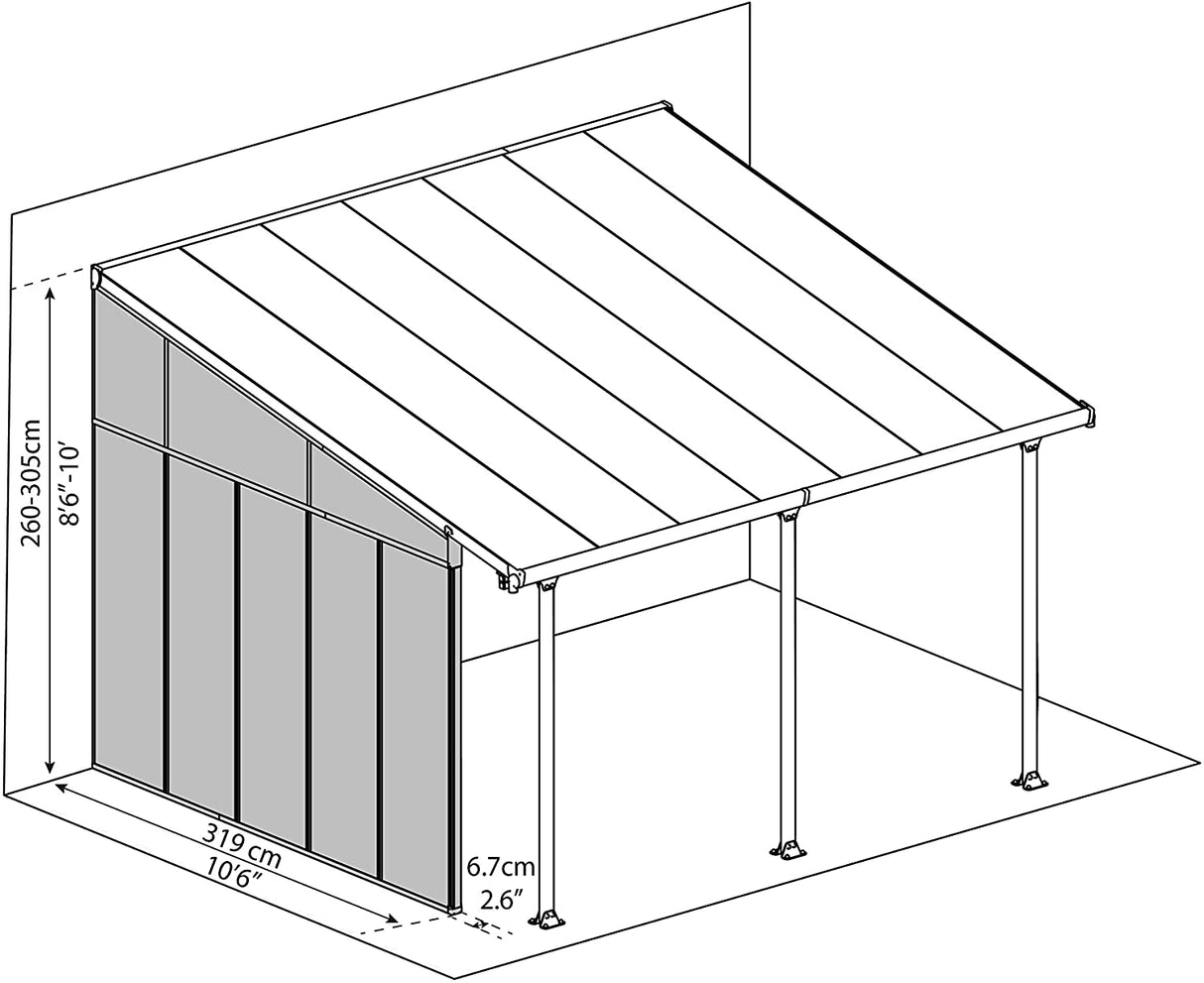 Patio Cover Side Wall 4m - Grey